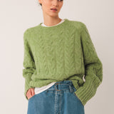 Indi & Cold Cable Knit Crop Sweather / Matcha