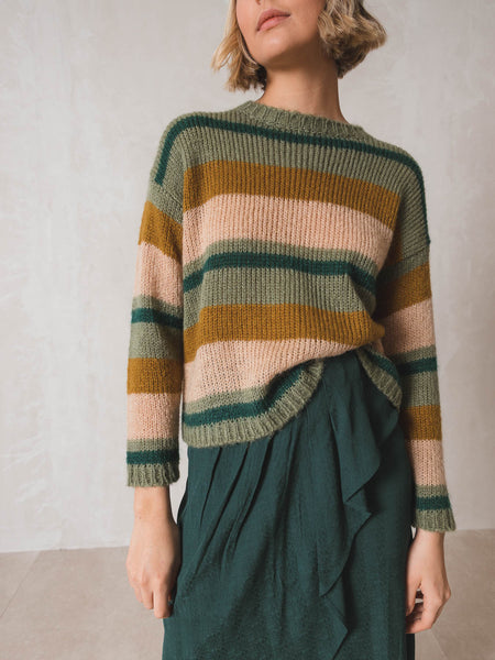 Indi & Cold Multicoloured Striped Knitted Jumper / Verde