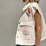 Please Cotton Embroidered Vest