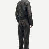 Samsoe Samsoe Sameadow Leather Bomber / Washed Black Olive