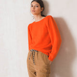 Indi & Cold Puffed Sleeve Jumper / Coral