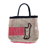 The Jacksons Breton Dog Jute Bag / Natural - Brown - Raspberry - Navy