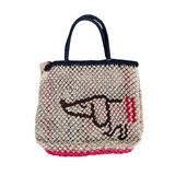 The Jacksons Breton Dog Jute Bag / Natural - Brown - Raspberry - Navy