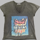 Please V Neck T-Shirt / Let The Good Times Roll