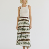 Please Elastic Waist Skirt / Gold Beige Print