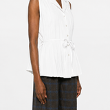 Diega Chelio Pleated Shirt / White
