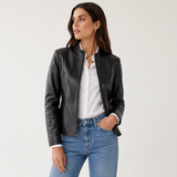 Vinetti Classic Zip leather Jacket / Black