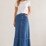 Please Denim Skirt / Washed Blue