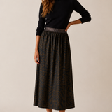 Please Elastic Waist Skirt / Golden Leaf Print