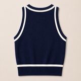 Imperial Cropped Knitted Tank Top / Navy-White trim