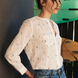 Marie Louise De Montery Amy  Embroidered Blouse / Ecru