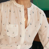 Marie Louise De Montery Amy  Embroidered Blouse / Ecru