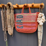 The Jacksons Ciao Stripes Jute Bag / Peach - Rose - Natural - Ocean
