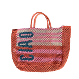 The Jacksons Ciao Stripes Jute Bag / Peach - Rose - Natural - Ocean