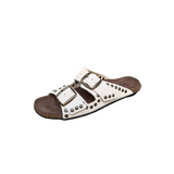 Bosabo Buckled Slides / Off White Suede