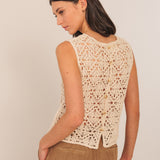 Indi & Cold Button Up Crochet Top / Crudo