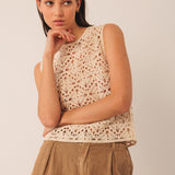 Indi & Cold Button Up Crochet Top / Crudo