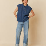 Indi & Cold Elastic Short Sleeve Shirt / Indigo