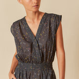 Indi & Cold Printed Cotton Jumpsuit / Carbon