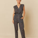 Indi & Cold Printed Cotton Jumpsuit / Carbon