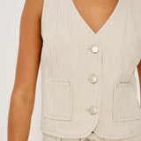 Rails La Jolla Vest / Ecru Railroad Stripe