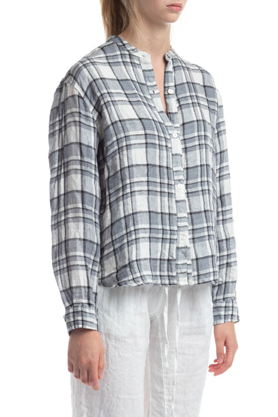 Crossley Check Linen Shirt - Grey