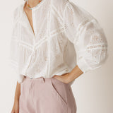 Indi & Cold Broderie Anglaise Baloon Sleeve Blouse