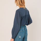 Indi & Cold Flower Embroidered Shirt / Indigo