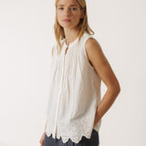 Indi & Cold Pintuck Broderie Top / Off White
