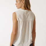 Indi & Cold Pintuck Broderie Top / Off White