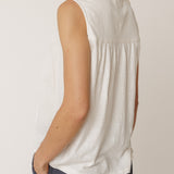 Indi & Cold Pintuck Broderie Top / Off White