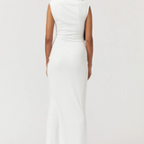 Jacqui Rouched Front Midi Dress / White