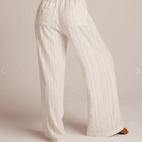 Bella Dahl Ruffle Waist Wide Leg Pant / White Sand Stripe