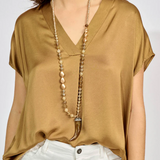 Lauren Vidal Loose V-Neck Top / Havana