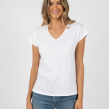 Must Have V-Neck Cap Sleeved Top / White