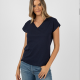 Must Have V-Neck Cap Sleeved Top / Navy