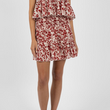 Humidity Eden Shirred Skirt / Brick Print