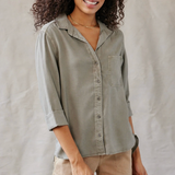 Bella Dahl  Split Back Button Down - Soft Army