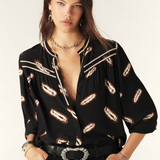 Ba&sh Capella Blouse Coffee Noir