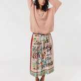 Vanessa printed Midi Skirt / Rouge