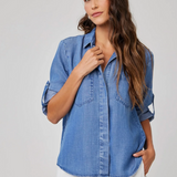 Bella Dahl Split Back Button Down Shirt - Moonlit Haze Wash