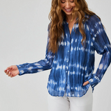 Bella Dahl Pleated Raglan Sleeve Shirt - Ocean Tides Print