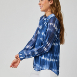 Bella Dahl Pleated Raglan Sleeve Shirt - Ocean Tides Print