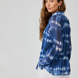 Bella Dahl Pleated Raglan Sleeve Shirt - Ocean Tides Print