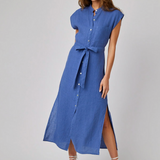 Bella Dahl Cap Sleeve Button Front Midi Dress - Antique Indigo