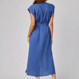 Bella Dahl Cap Sleeve Button Front Midi Dress - Antique Indigo
