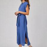 Bella Dahl Cap Sleeve Button Front Midi Dress - Antique Indigo
