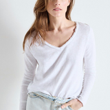 American Vintage Sonoma Long Sleeve V Neck T Shirt / White
