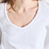 American Vintage Sonoma Long Sleeve V Neck T Shirt / White