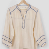 Marie Louise De Monterey Amelie Feather Stitch Blouse / Ecru